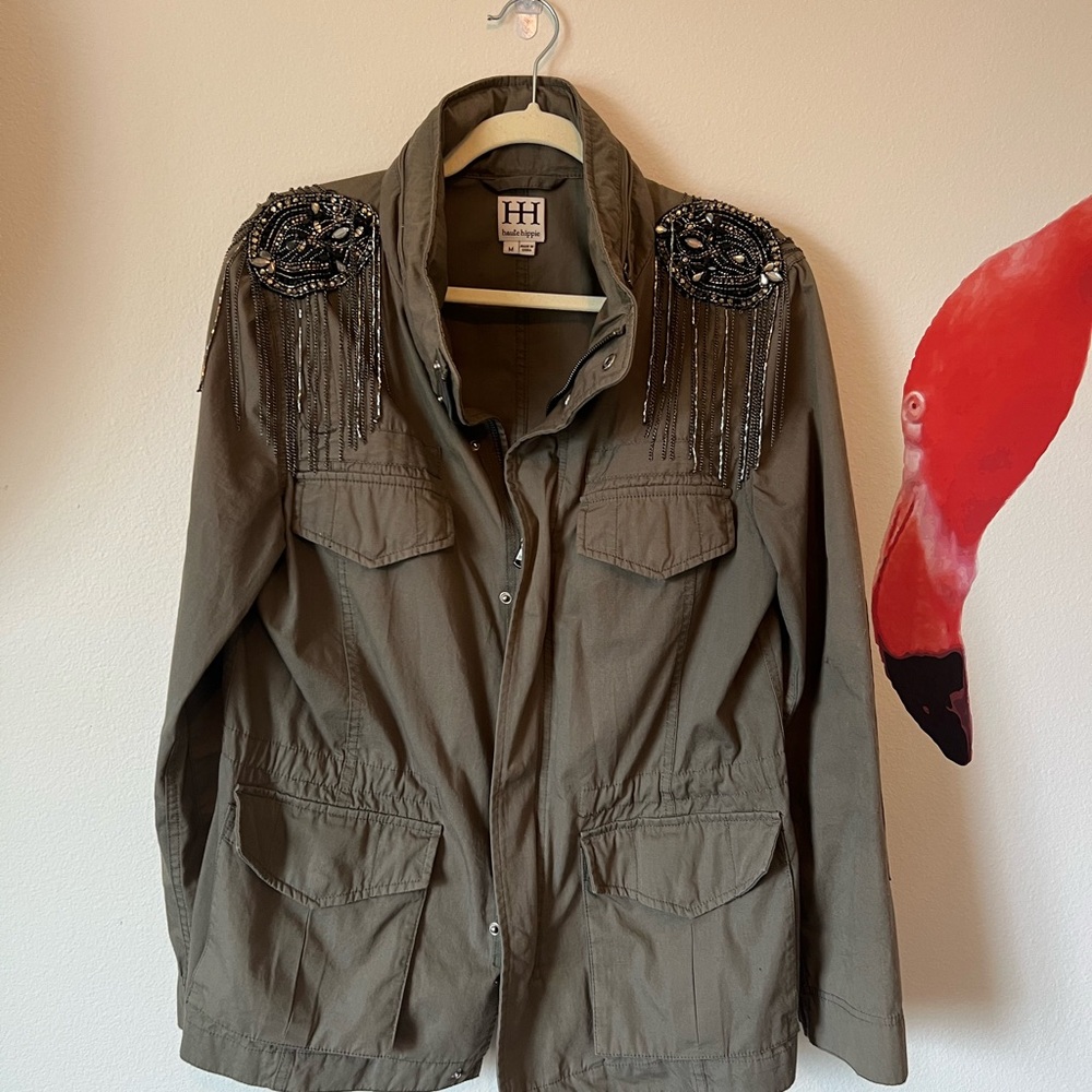 Olive Embellished Women's Jacket